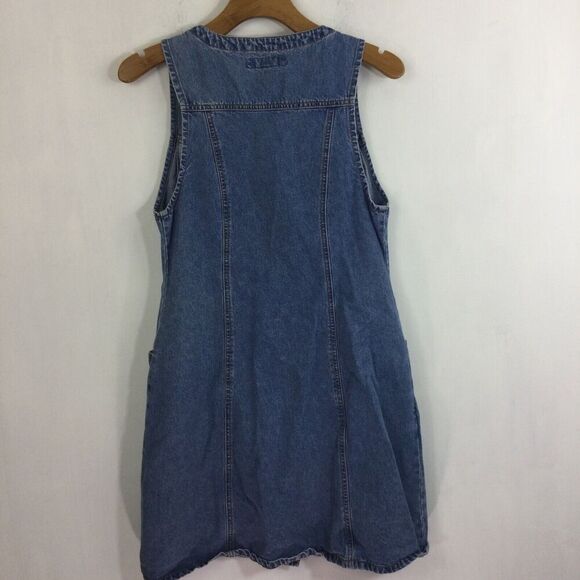Jordache Sleeveless Button Up Pockets Round Neck Denim Dress Blue Size 13/14 - Picture 10 of 11